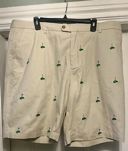 Authentische J. McLaughlin khakifarbene Golf Loch bestickte Oliver Shorts Herren 42 - Bild 1 von 5
