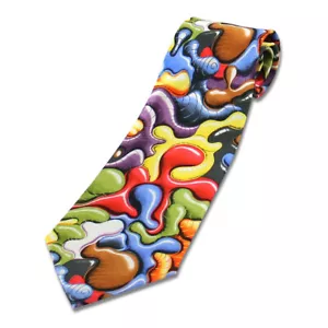 Corbata de cuello vintage ACME Studio “Obglob” 100 % seda por artista pop KENNY SCHARF - NUEVA - Imagen 1 de 3