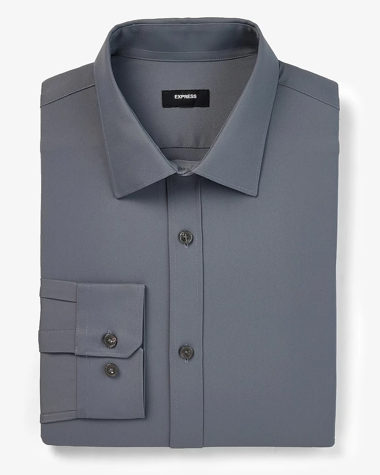 EXPRESS L Extra Slim Solid Wrinkle resistant Everyday Performance Dress Shirt - Image 1 of 2
