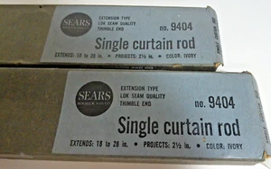 VTG SEAR'S (2) NO. 9404 OLD STOCK Ivory Curtain Rods Extension Type 18 to 28" - Picture 1 of 3