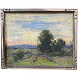 Pintura al óleo de paisaje impresionista Clara Emma Langenbach, noche, Pontiac, Nueva York - Imagen 1 de 9