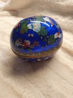 Vintage Chinesische Saphir Blau Cloisonné Dose/Ovale Dose, Sammlerstück