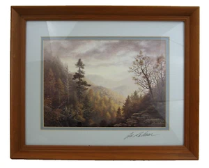 Lee Roberson "Smokies Aglow" Signed 7" x 10" Print in Wood Frame & Glass Face - Picture 1 of 4
