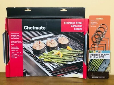 NIB *Chefmate Stainless Steel Barbeque Topper &*Charcoal Companion Skewers 4 pc. - Image 1 of 4