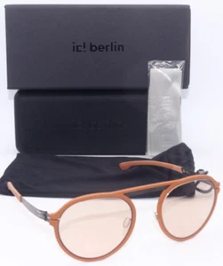 IC! BERLIN THE SIDEKICK CARAMEL GRAPHITE/ORANGE LENS AUTHENTIC SUNGLASSES 50-24 - Picture 1 of 4