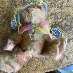 BRASS BUTTON PENDANT BEARS HARLOW 10" GENUINE EMERALD PENDANT RICKFORD BEARS LTD - Picture 1 of 5