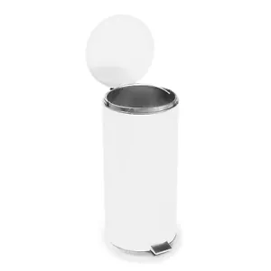 McKesson 81-45266 32-Quart Trash Can with Plastic Liner, Round White Steel Step - Picture 1 of 4