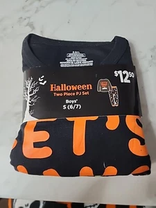 Halloween Two Piece PJ Pajama Set size S 6/7 - Let’s Hang Out/Bats/Pumpkins NEW - Picture 1 of 4