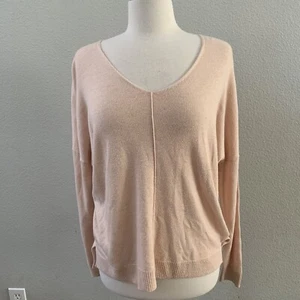 LEITH pfirsich hellrosa Strickpullover V-Ausschnitt Langarm leichter Damen S - Bild 1 von 7