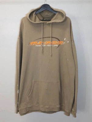 Vintage Y2K Harley Davidson Ride for your Life Hoodie Size Brown Khaki 2XL - Image 1 of 4