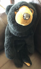 Vintage Large E&J Classic Black Teddy Bear Plush. Laying down