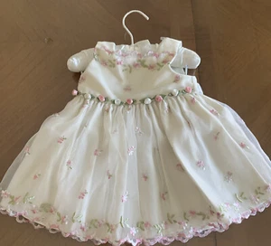 AMERICAN PRINCESS Girl's Fit & Flare Formal Dress Size 9 Mos Beige Embroidered - Picture 1 of 7