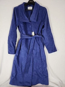 NUEVO COLE HAAN Abrigo Largo Para Mujer Resbaladizo con Cinturón Mezcla de Lana Talla 10 Azul Trench  - Imagen 1 de 10