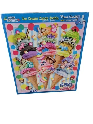 Rompecabezas White Mountain ICE CREAM CANDY SWIRLS 550 piezas #722S COMPLETO  Foto 1 de 4