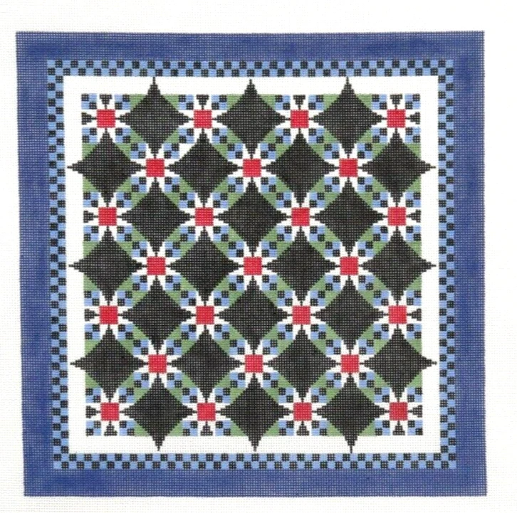 Susan Roberts Wedding Ring Star Quilt Handpainted Needlepoint Canvas 1622 - Image 1 of 1