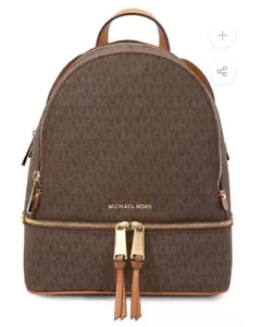 Michael Kors Rhea Medium Logo Print Backpack - Brown - Picture 1 of 15