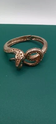 Brazalete Brazalete Abrazadera Serpiente Vintage Años 90 Tono Dorado Ámbar Cristal Ojos y Perla Foto 1 de 4