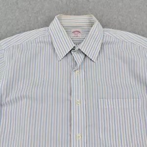 Brooks Brothers Dress Shirt Men's 15.5-2/3 White Blue Pink Stripe Short Sleeve - Picture 1 of 11