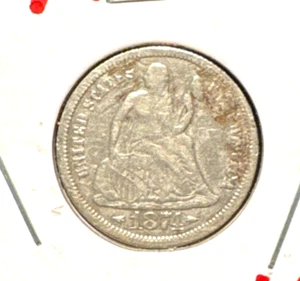 1874 Liberty sitzender Groschen Var 5 mit Pfeilen ss/vz Detail - Bild 1 von 2