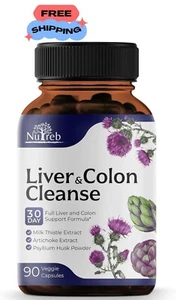 Liver Cleanse Detox & Repair with Colon Cleanse Supports Gut Health, Reliefs Blo - Picture 1 of 7