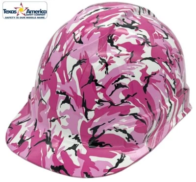 Pink Camo Hydro Dipped Cap Style Hard Hat with Ratchet Suspension - Image 1 of 4