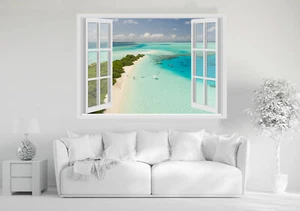 Adesivi Murali Finestra - MARE OCEANO SPIAGGIA - Wall Stickers 3D - VINILE - Imagen 1 de 3
