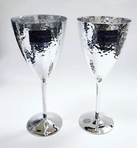 Nuovo Tommy Bahama Metallico Argento Specchio Riflettente Vino Acqua Calice Stem - Foto 1 di 4