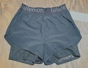 NEW Women Lululemon Logo Waistband High-Rise Training Short Graphite Grey 8 & 10 - Picture 1 of 7
