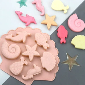 Dolphin Fish Shells Animals Silicone Mould Chocolate Fondant Jelly Ice Cube Mold - Picture 1 of 6