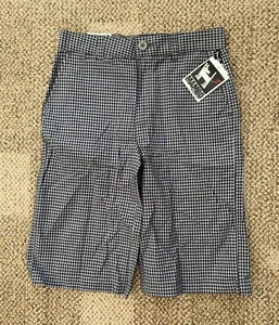 MAMBO Australia Boys Sz 12 Gray Black Plaid Check Long Shorts Adjustable Waist - Picture 1 of 3