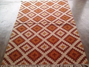 Wolle Kelim Teppich 4x6 Fuß Teppich Südwest Böhmisch Handarbeit Vorleger 4' x 6' - Bild 1 von 3