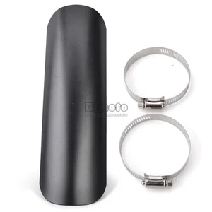 Universal Motorcycle Black Exhaust Muffler Pipe Heat Shield Cover Heel Guard - Bild 1 von 12