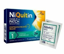 NiQuitin 21mg Clear 24 Hour 7 Patches Step 1 Stop Smoking 1 Week Kit Nicotine