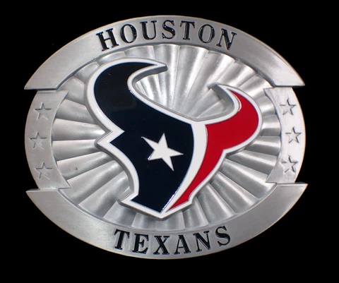 LARGE SIZED HOUSTON TEXANS BELT BUCKLE SISKIYOU PEWTER & ENAMEL NEW Cover