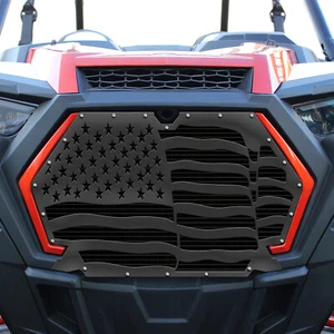 Custom Steel Grille for Polaris RZR XP Turbo S 2019-2020 USA American Flag Black - Bild 1 von 2
