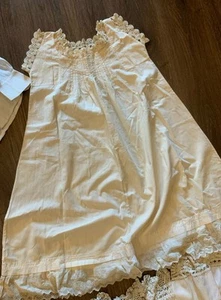 ANTIQUE EDWARDIAN WHITE COTTON Girls DRESS GOWN PETTICOAT W/LACE - Picture 1 of 6