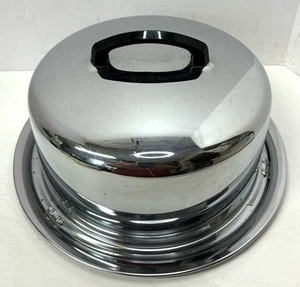 Vintage Everedy Co Chrome Locking Lid Cake Carrier Made In USA - Picture 1 of 8