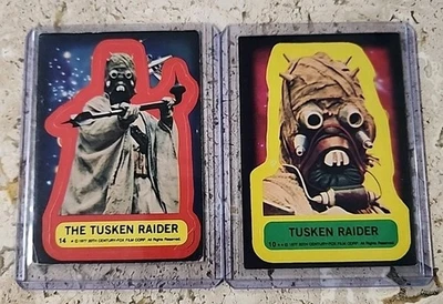 1977 Topps STAR WARS Blue Series - Tusken Raider Stickers - #10 & #14. Ungraded  - Image 1 of 4