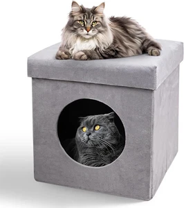 Casa plegable para gatos interior gato condominio gatos pequeños fieltro gato escondite acolchado superior - Imagen 1 de 5