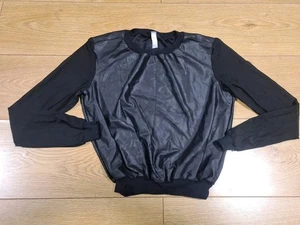 Womens XS Jumper Sheer Sleeves American Apparel Leather Look (24) - Picture 1 of 10