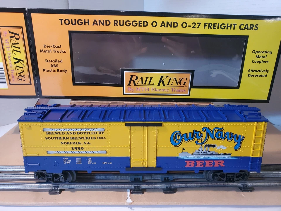 MTH Rail King 30-78124 Our Navy Beer O Gauge RailKing Modern Reefer Car OB RARE - Image 1 of 4