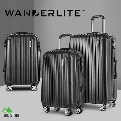 Wanderlite Luggage Sets Suitcase 3pc Set TSA with Scale Storage Organiser BK - image 1 of 4