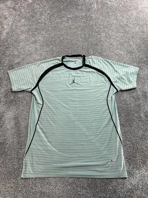Camiseta Nike Air Jordan Hombres 2XL Verde Rayas Jumpman Logo Manga Raglán Entrenamiento Foto 1 de 4