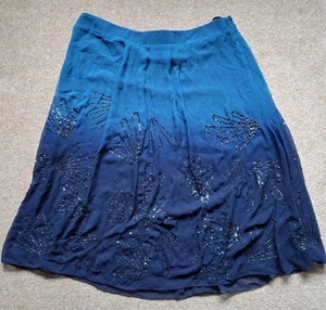 Berkatex Teal Blue Beaded Skirt Size 20 - Picture 1 of 7