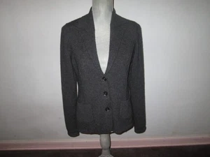 Cárdigan KINROSS Cachemir Gris Carbón Ajustado Cuello Muesca Inspirado en Blazer ~ M - Imagen 1 de 4