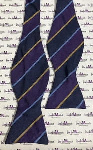 BROOKS BROTHERS Fliege Seide lila & marineblau gestreift Design selbstbindend verstellbar - Bild 1 von 2