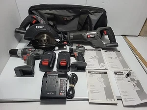 Porter Cable 18v Tool Set Lot Of 4 Charger Bag And 2 Batteries Tested Working - Picture 1 of 18