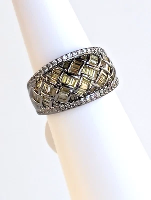 Bomb Party Ring Sz 9 "Twinkling Sass" Lemon CZl on Hematite - Image 1 of 4