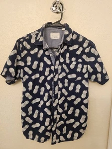 Paper denim & cloth Boys Button Down Size 14/16 Navy blue and white Pineapple - Picture 1 of 3