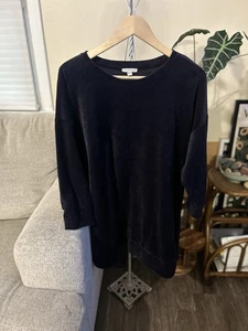 Eileen Fisher Shirt Womens Large Velour Velvet 3/4 Sleeve Pullover Top Cozy - Picture 1 of 5